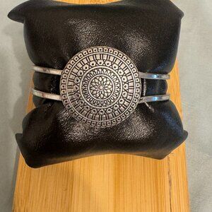 Silver Medallion Cuff Bracelet